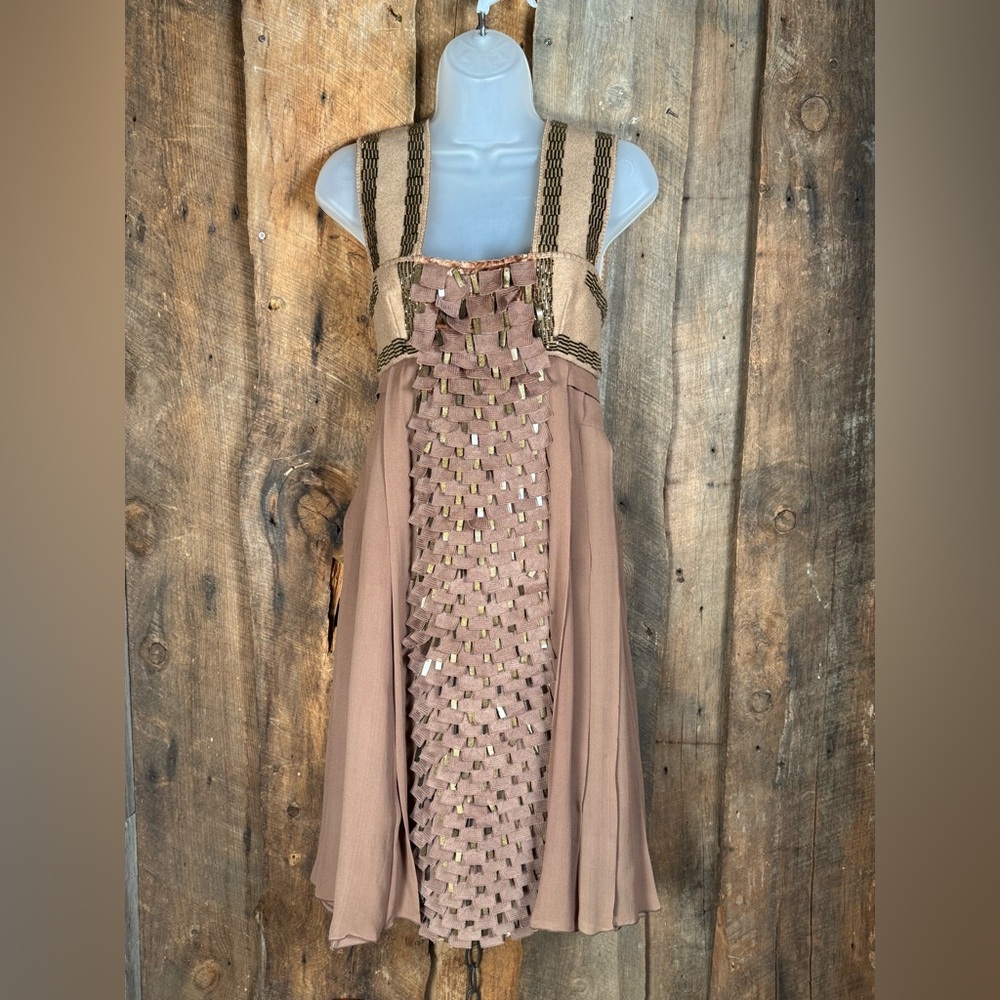 6267 Italian Elegant Brown Shift Dress